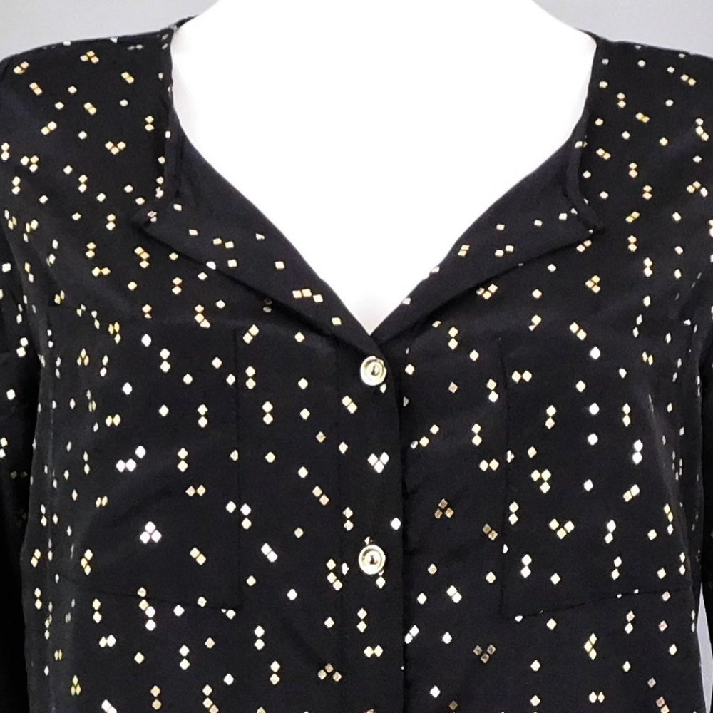 Attention Women Shirt Black Gold M - Picture 2 of 6